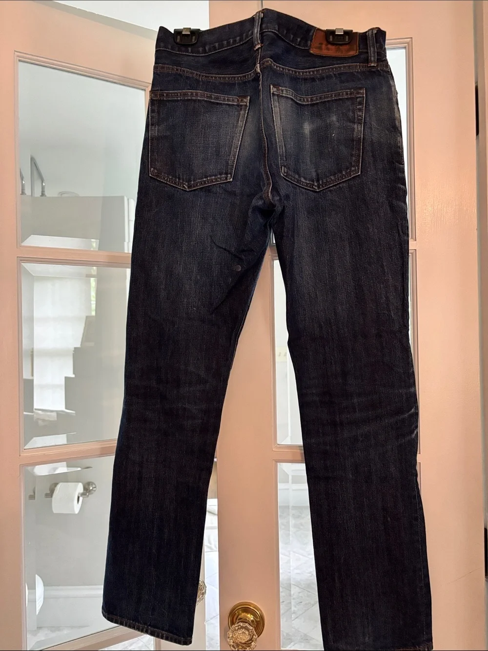 J Crew Men's Straight-Leg Jeans in Dark Blue